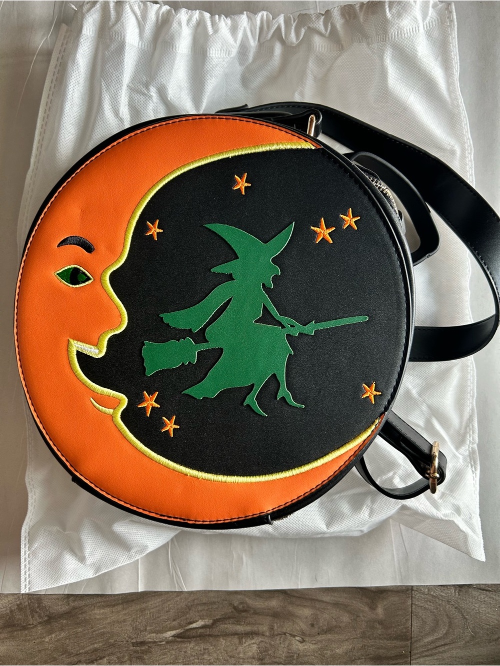 Backstitch Bruja Halloween Moon Witch Convertible Backpack Purse